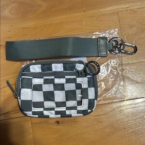 Emmafy Checkerboard Nylon Wristlet Wallet in Green and White